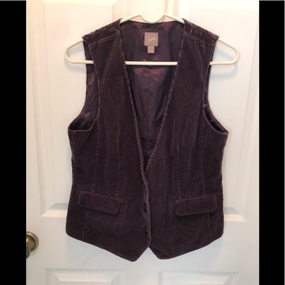 J Jill corduroy crushed velvet vest size s purple